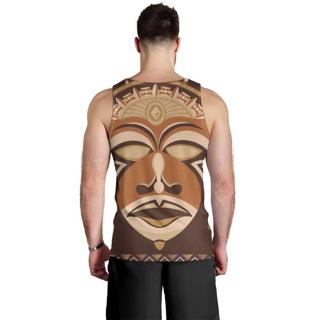 African Mask Printed Mudcloth Men Tank Top - Wonder Print Shop