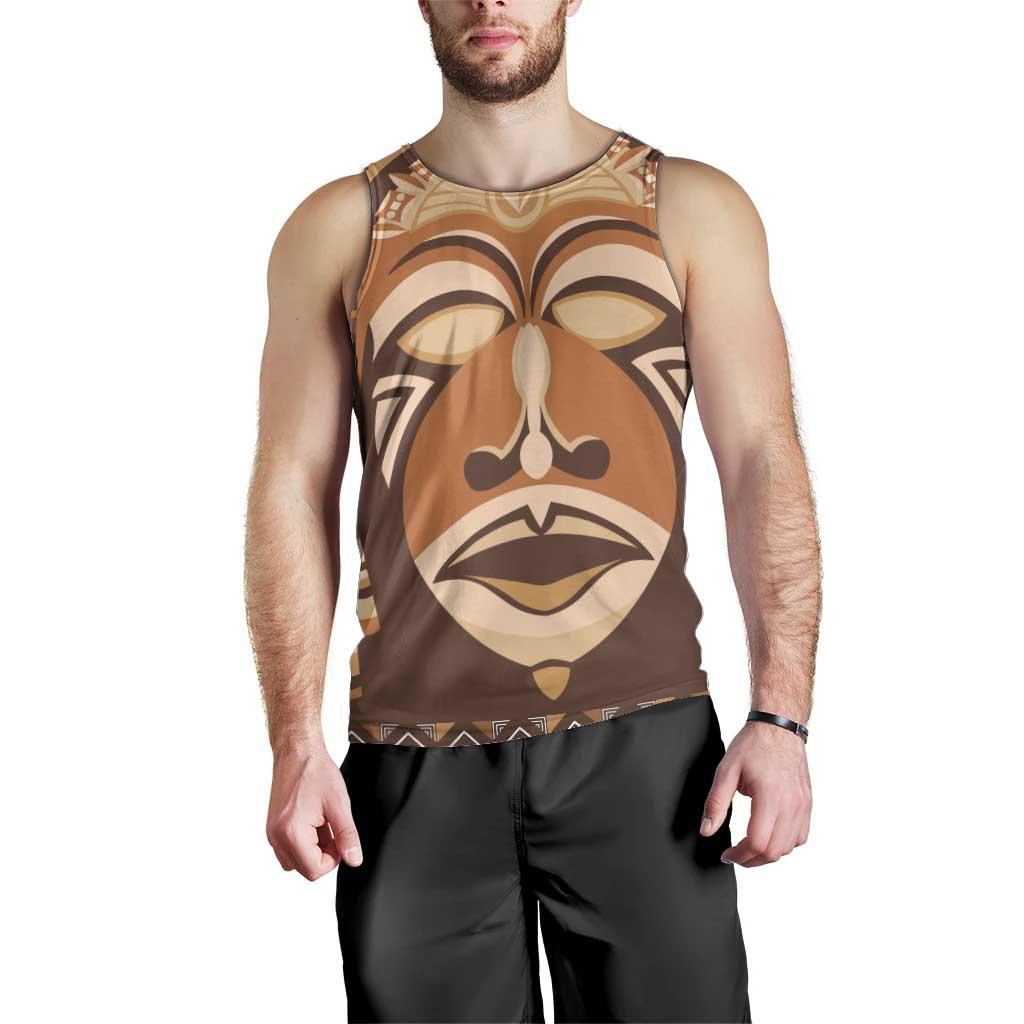 African Mask Printed Mudcloth Men Tank Top - Wonder Print Shop
