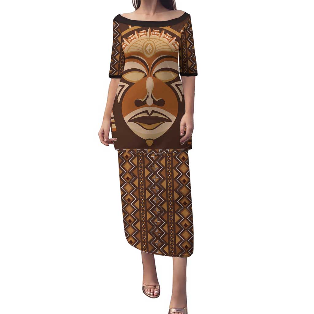 African Mask Printed Mudcloth Puletasi - Wonder Print Shop