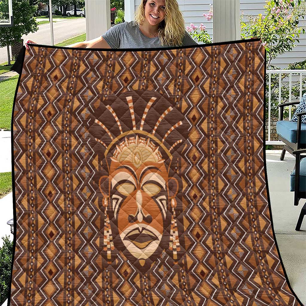 African Mask Printed Mudcloth Quilt - Wonder Print Shop