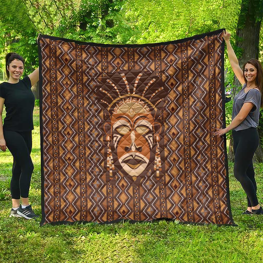African Mask Printed Mudcloth Quilt - Wonder Print Shop