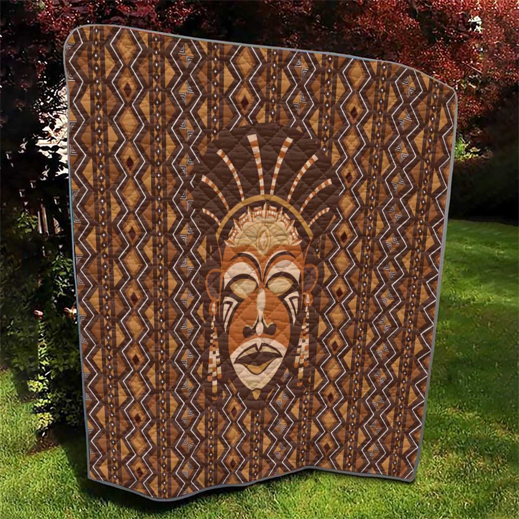 African Mask Printed Mudcloth Quilt - Wonder Print Shop