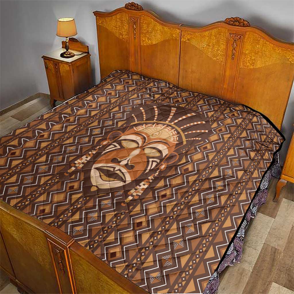 African Mask Printed Mudcloth Quilt - Wonder Print Shop
