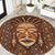 African Mask Printed Mudcloth Round Carpet