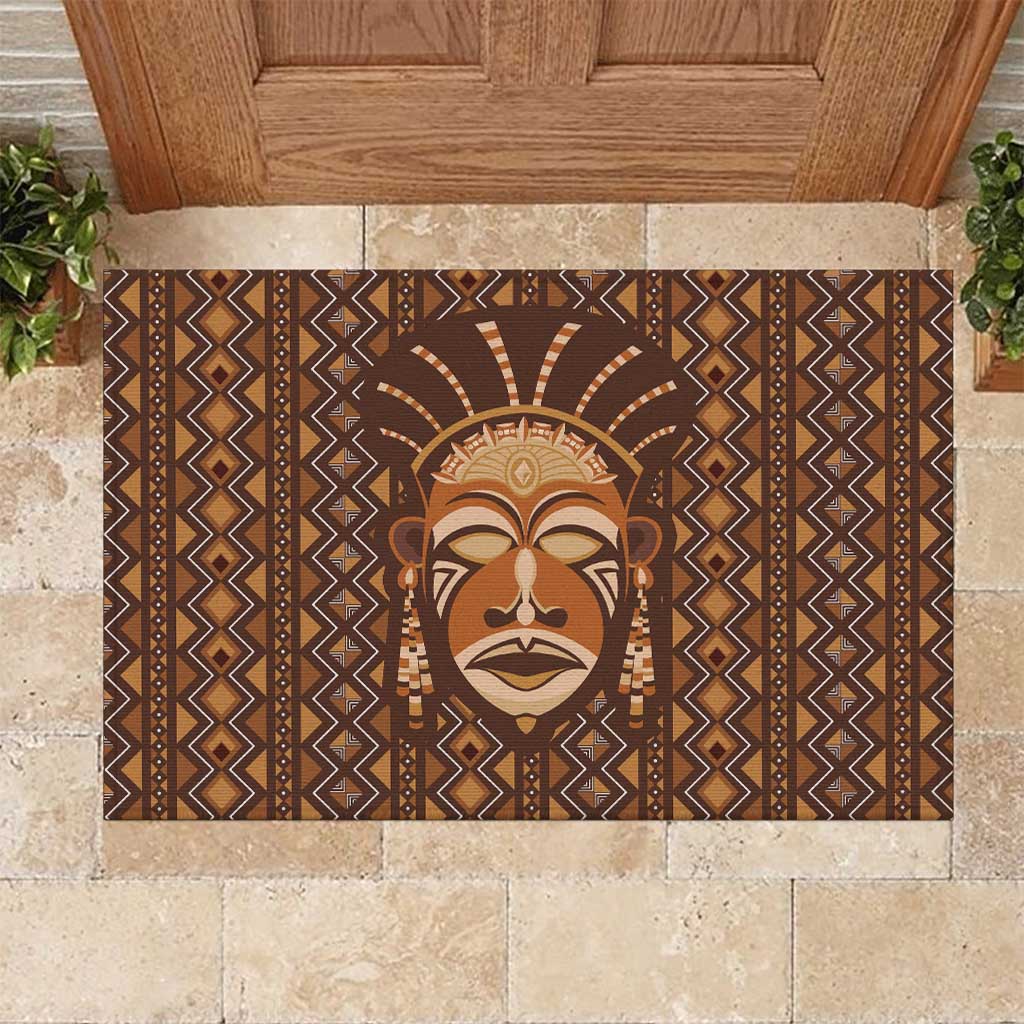 African Mask Printed Mudcloth Rubber Doormat - Wonder Print Shop