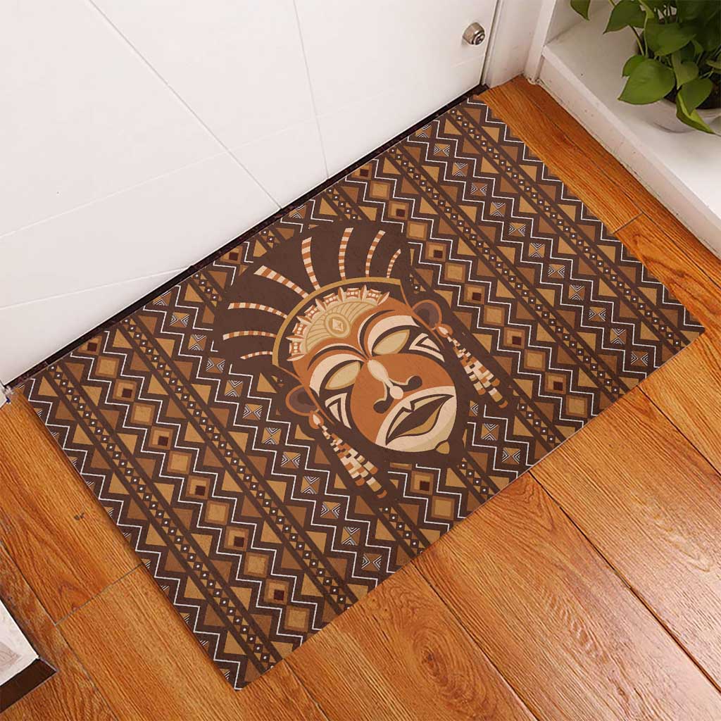 African Mask Printed Mudcloth Rubber Doormat - Wonder Print Shop