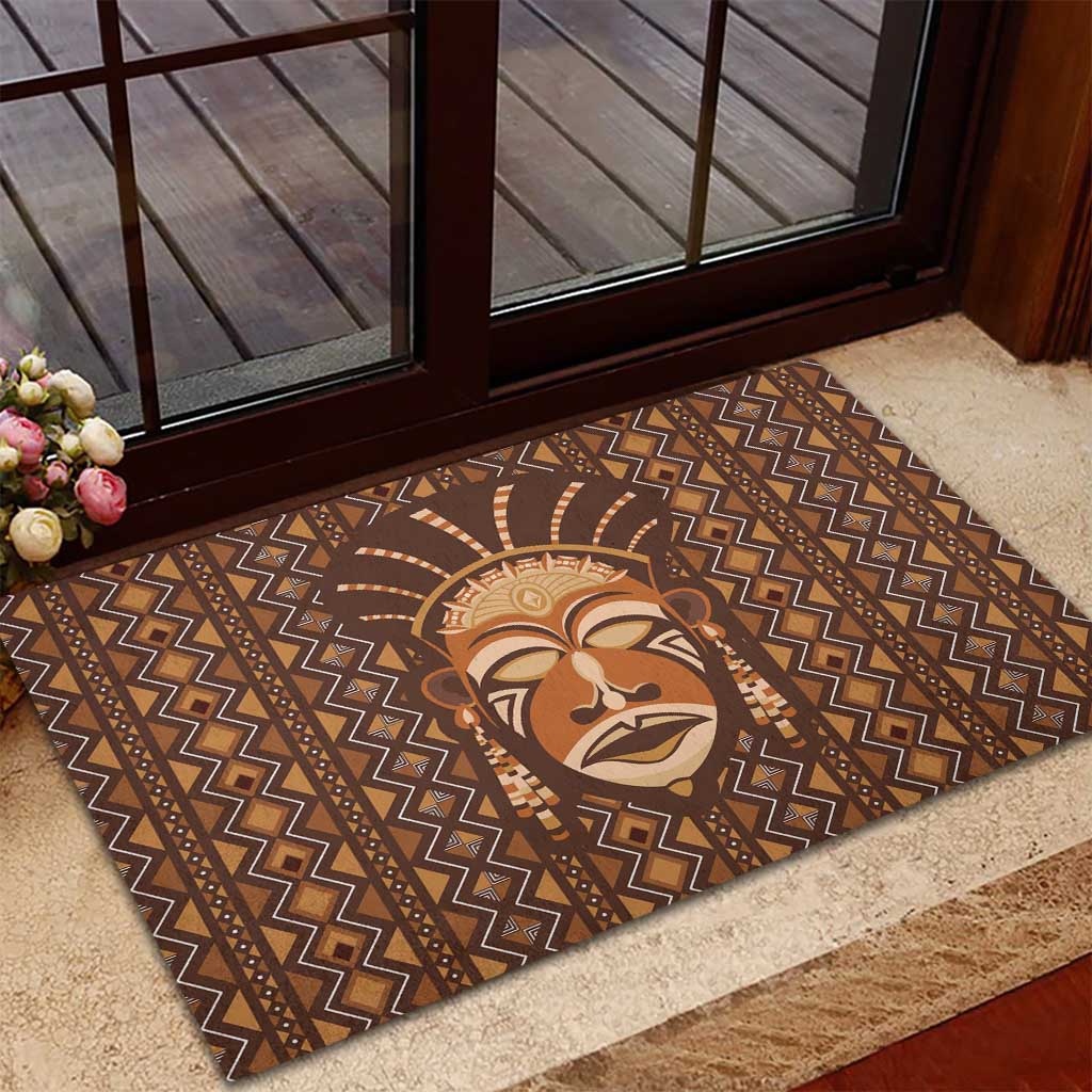 African Mask Printed Mudcloth Rubber Doormat - Wonder Print Shop