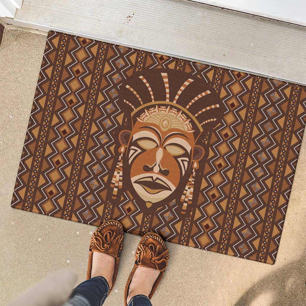 African Mask Printed Mudcloth Rubber Doormat - Wonder Print Shop