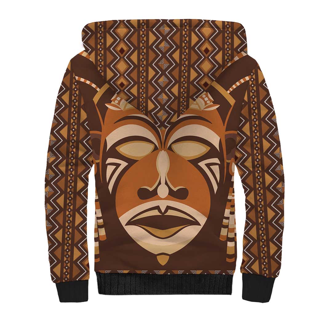 African Mask Printed Mudcloth Sherpa Hoodie - Wonder Print Shop