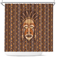 African Mask Printed Mudcloth Shower Curtain