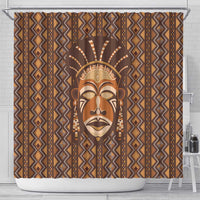 African Mask Printed Mudcloth Shower Curtain