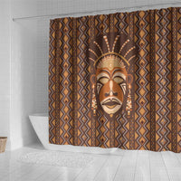 African Mask Printed Mudcloth Shower Curtain