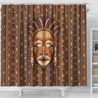 African Mask Printed Mudcloth Shower Curtain