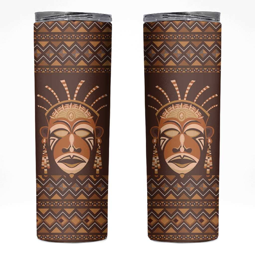African Mask Printed Mudcloth Skinny Tumbler - Wonder Print Shop