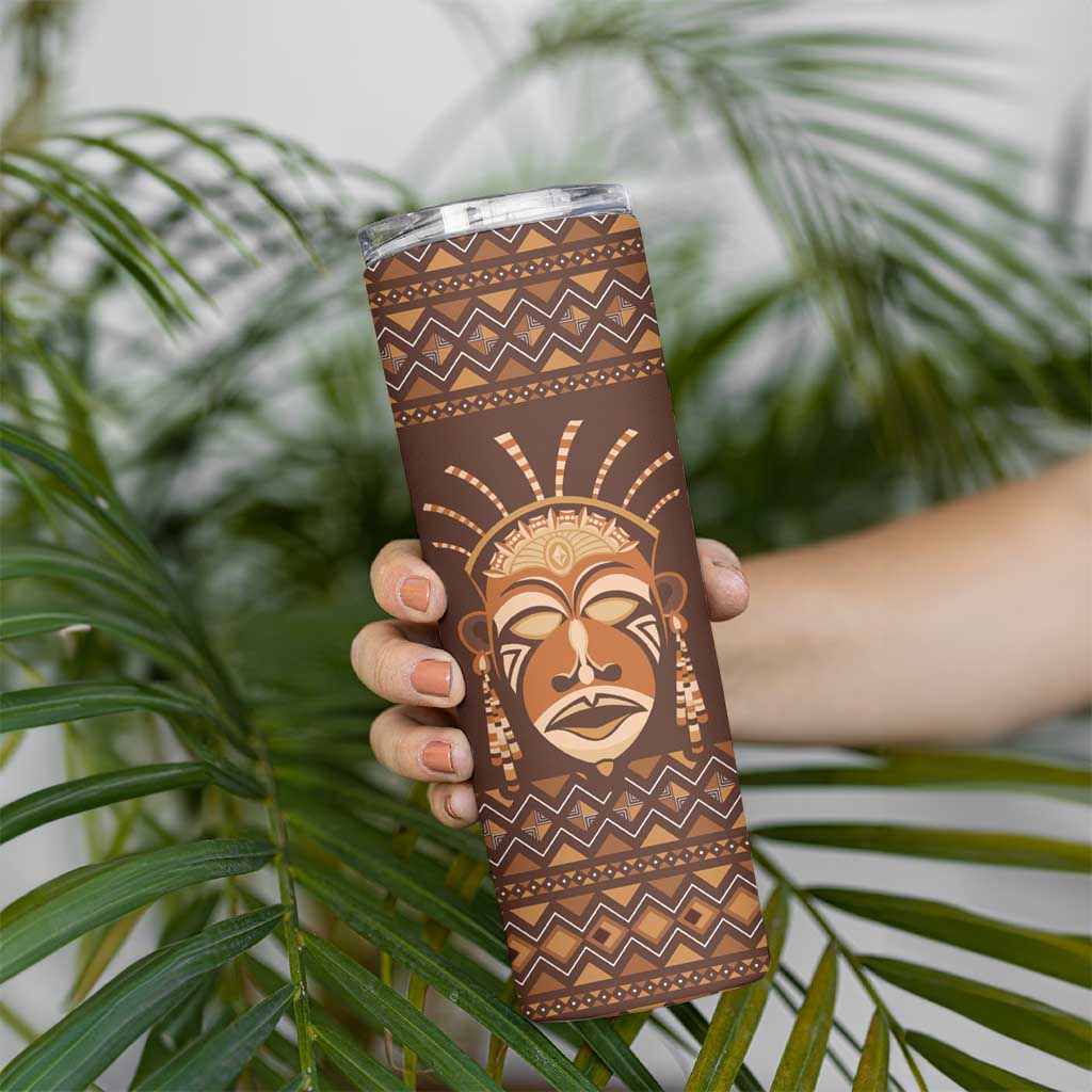 African Mask Printed Mudcloth Skinny Tumbler - Wonder Print Shop