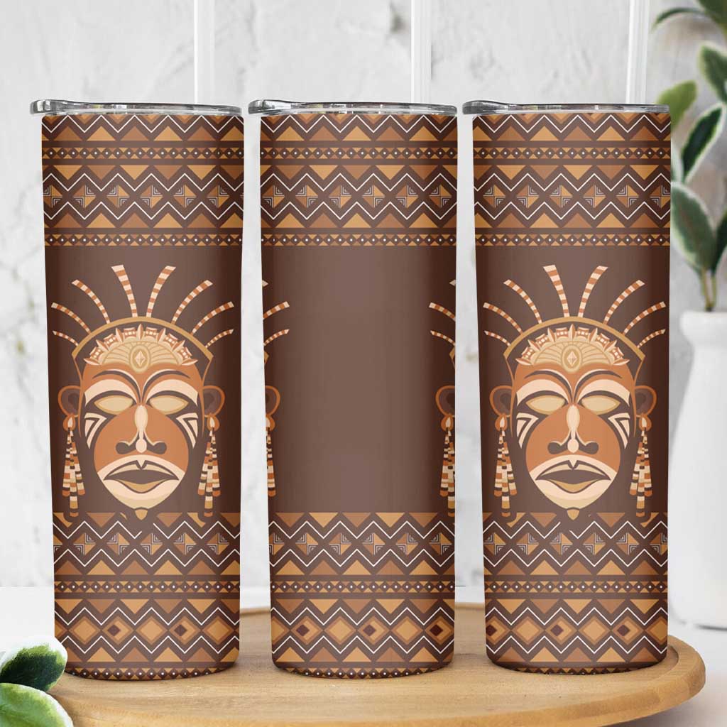 African Mask Printed Mudcloth Skinny Tumbler - Wonder Print Shop
