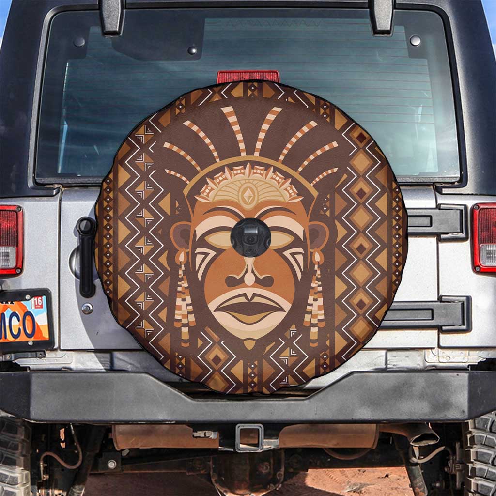 African Mask Printed Mudcloth Spare Tire Cover - Wonder Print Shop