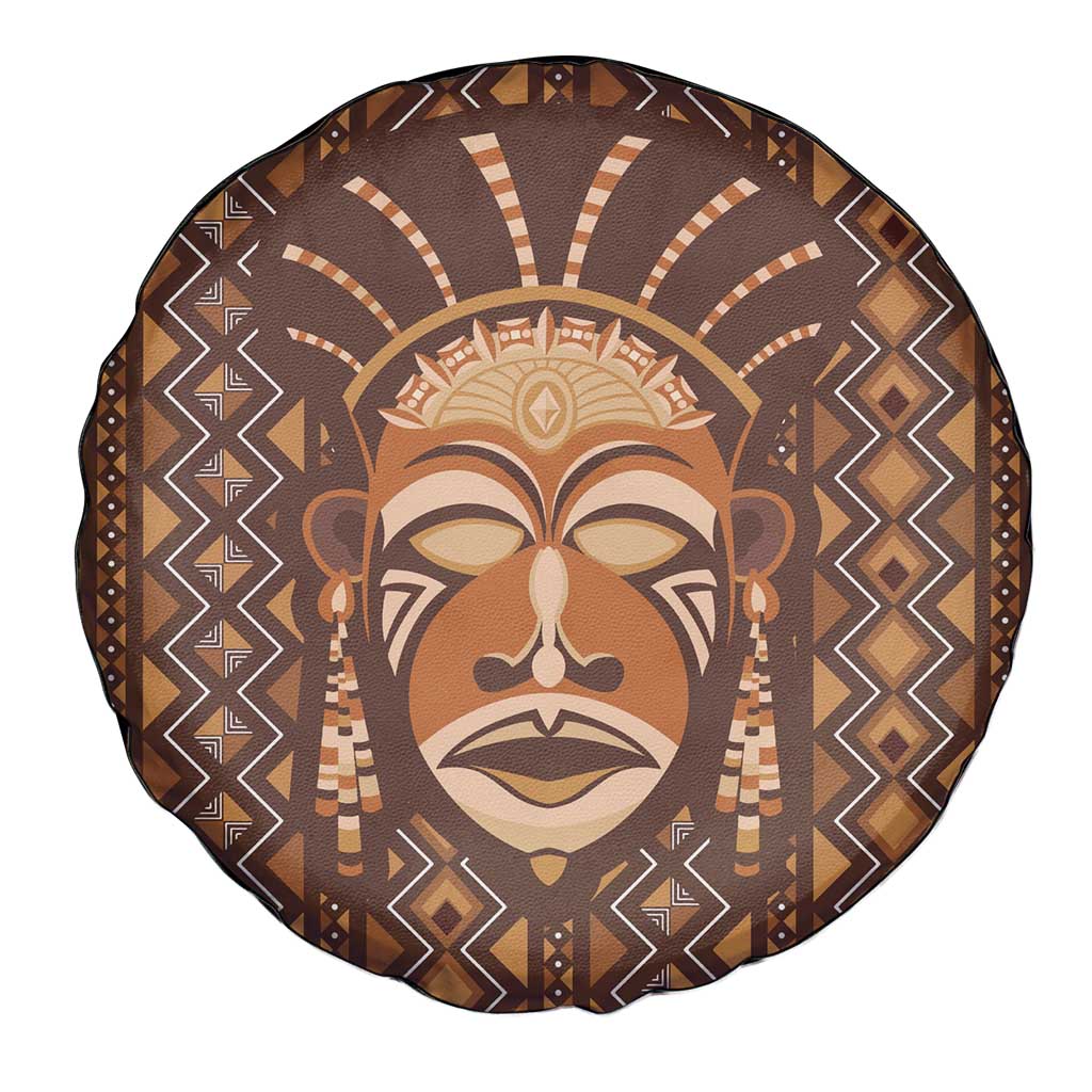 African Mask Printed Mudcloth Spare Tire Cover - Wonder Print Shop