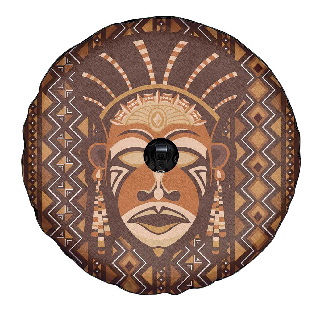 African Mask Printed Mudcloth Spare Tire Cover - Wonder Print Shop