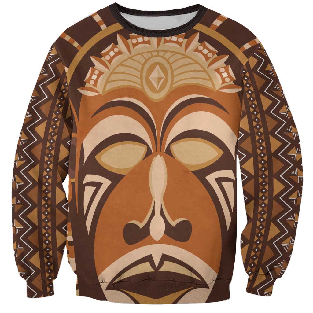 African Mask Printed Mudcloth Sweatshirt - Wonder Print Shop