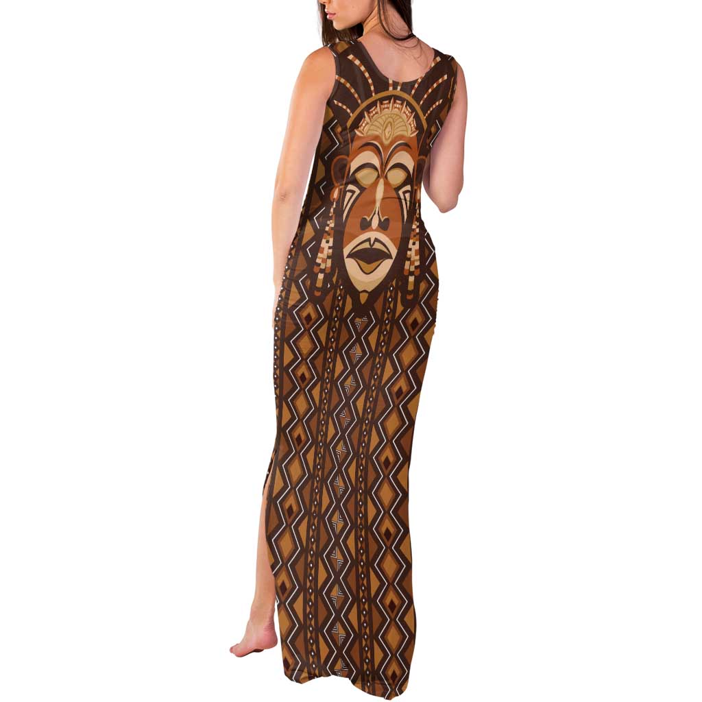 African Mask Printed Mudcloth Tank Maxi Dress - Wonder Print Shop