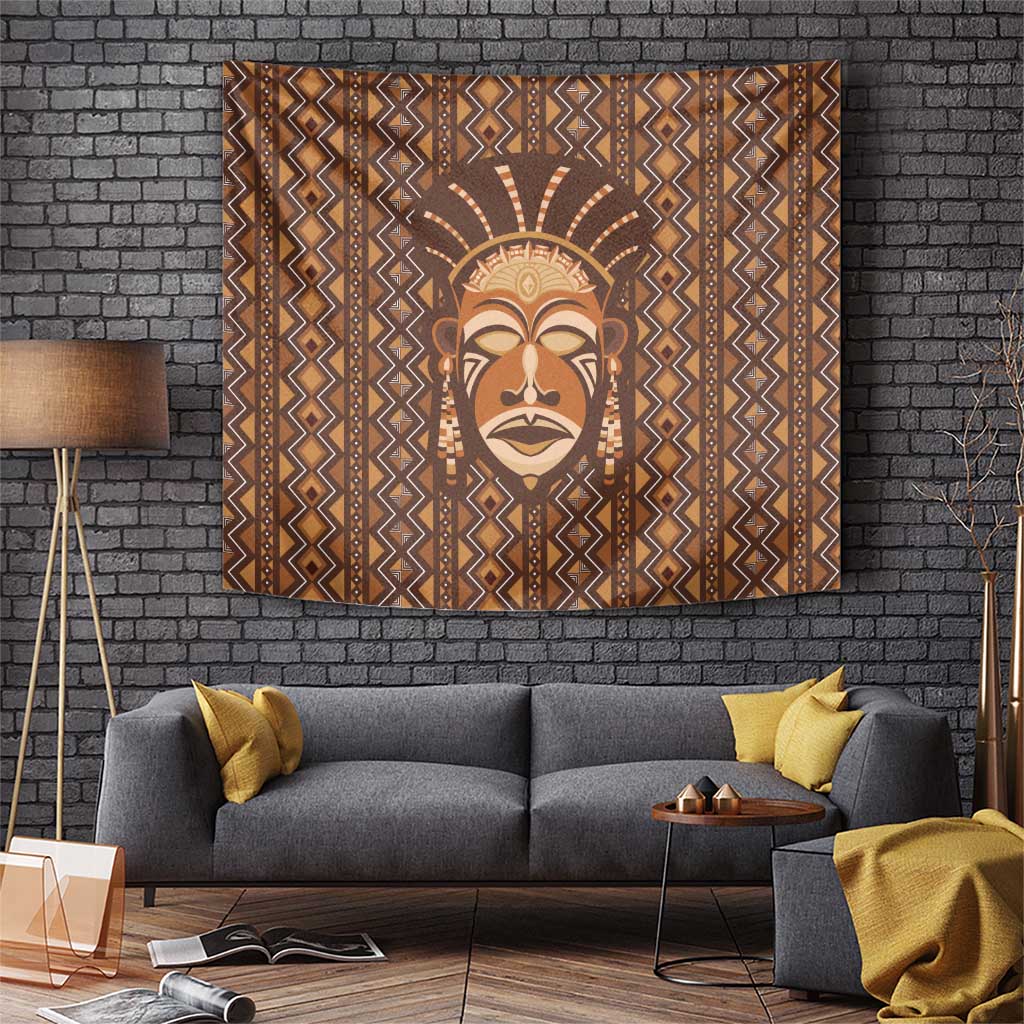 African Mask Printed Mudcloth Tapestry - Wonder Print Shop