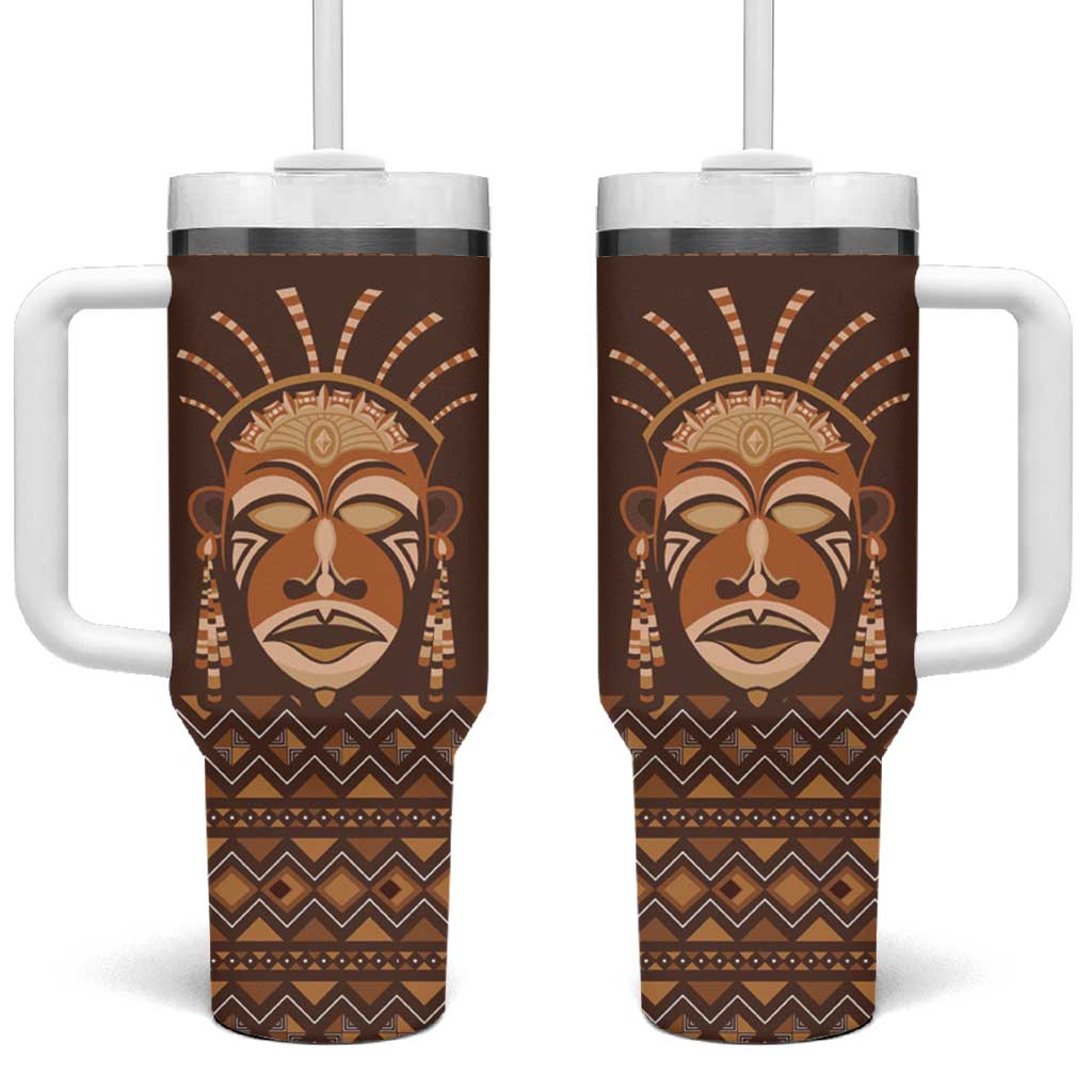 African Mask Printed Mudcloth Tumbler With Handle - Wonder Print Shop