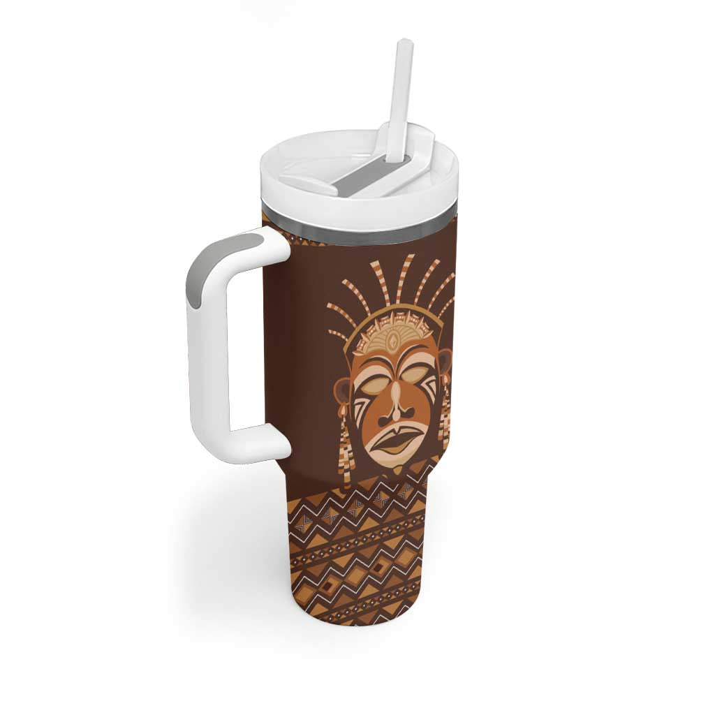 African Mask Printed Mudcloth Tumbler With Handle - Wonder Print Shop