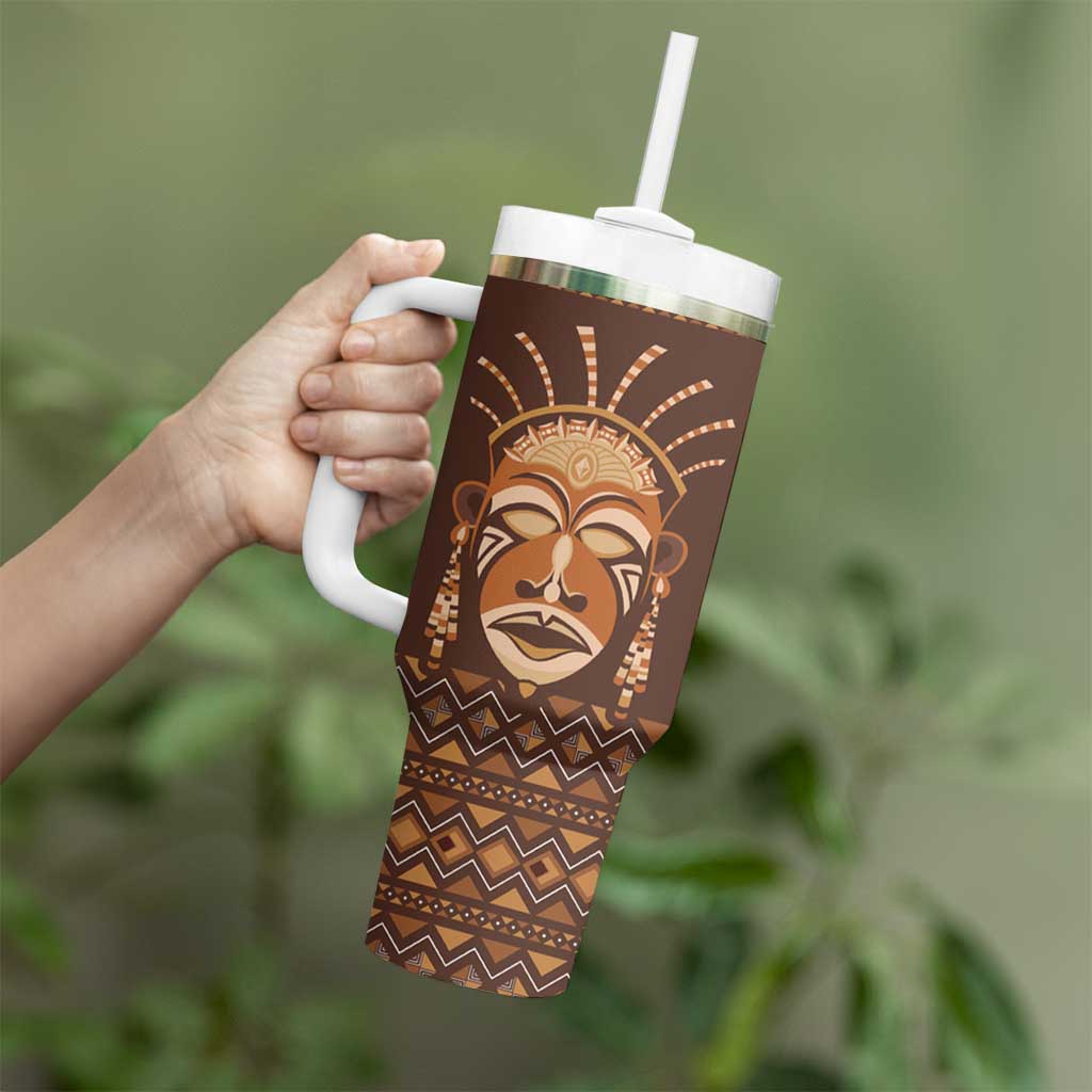 African Mask Printed Mudcloth Tumbler With Handle - Wonder Print Shop