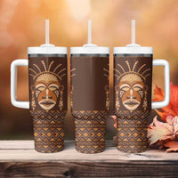 African Mask Printed Mudcloth Tumbler With Handle - Wonder Print Shop