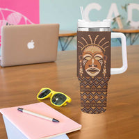 African Mask Printed Mudcloth Tumbler With Handle - Wonder Print Shop