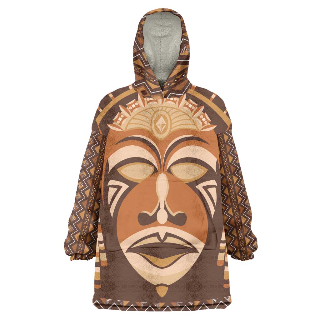African Mask Printed Mudcloth Wearable Blanket Hoodie - Wonder Print Shop