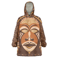 African Mask Printed Mudcloth Wearable Blanket Hoodie - Wonder Print Shop