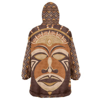 African Mask Printed Mudcloth Wearable Blanket Hoodie - Wonder Print Shop