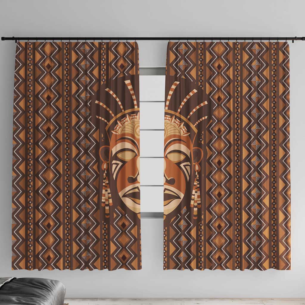 African Mask Printed Mudcloth Window Curtain - Wonder Print Shop