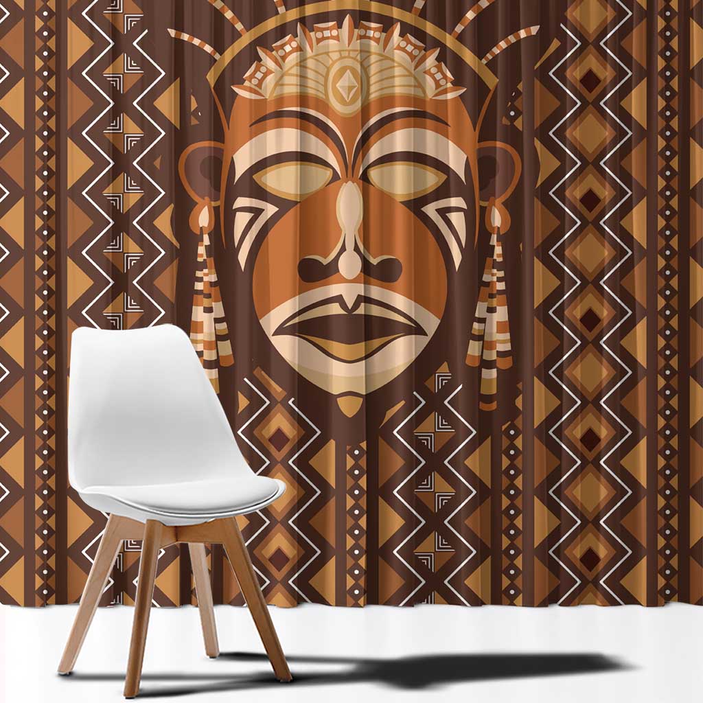 African Mask Printed Mudcloth Window Curtain - Wonder Print Shop