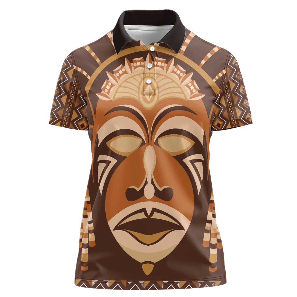 African Mask Printed Mudcloth Women Polo Shirt - Wonder Print Shop