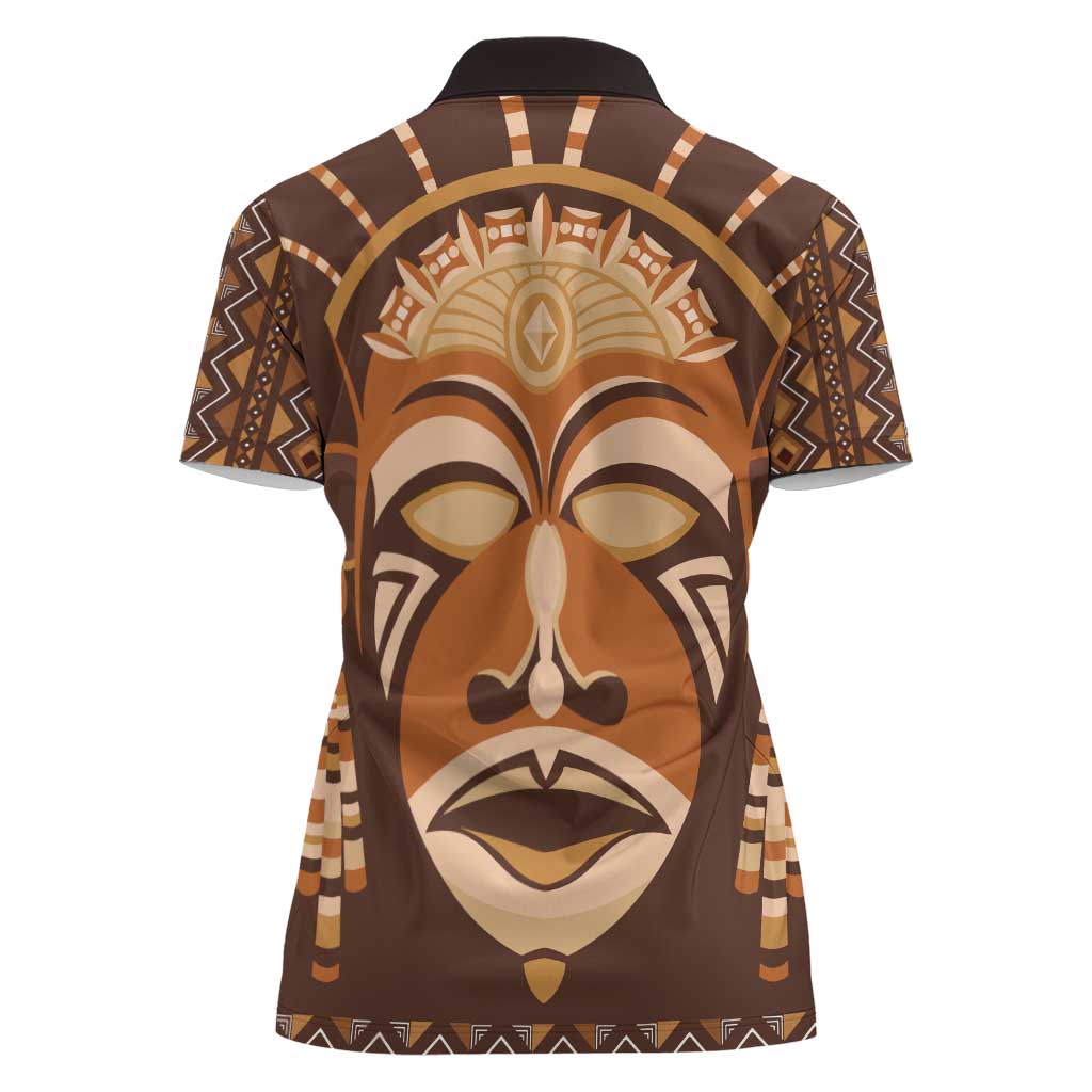 African Mask Printed Mudcloth Women Polo Shirt - Wonder Print Shop