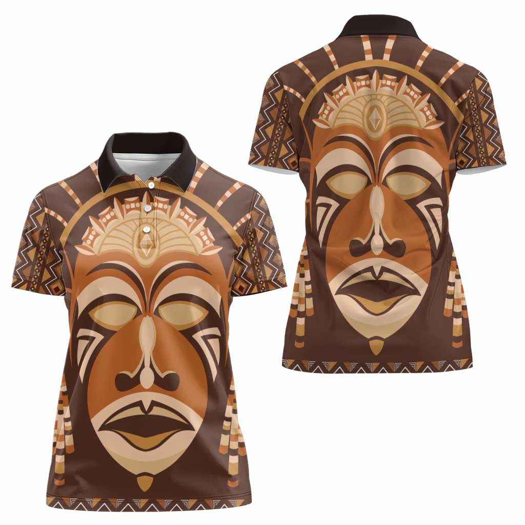African Mask Printed Mudcloth Women Polo Shirt - Wonder Print Shop