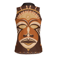 African Mask Printed Mudcloth Women Sleeveless Polo Shirt - Wonder Print Shop