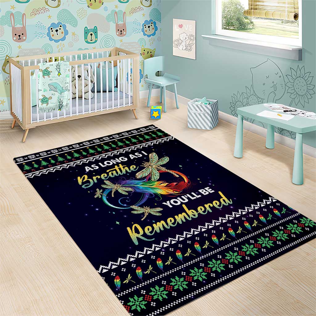 Dragonfly Angel Area Rug As Long As I Breathe You'll Be Remembered - Wonder Print Shop