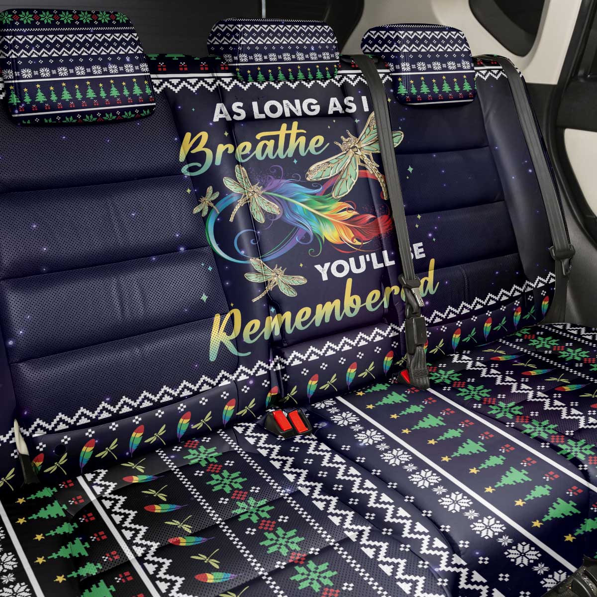 Dragonfly Angel Back Car Seat Cover As Long As I Breathe You'll Be Remembered - Wonder Print Shop