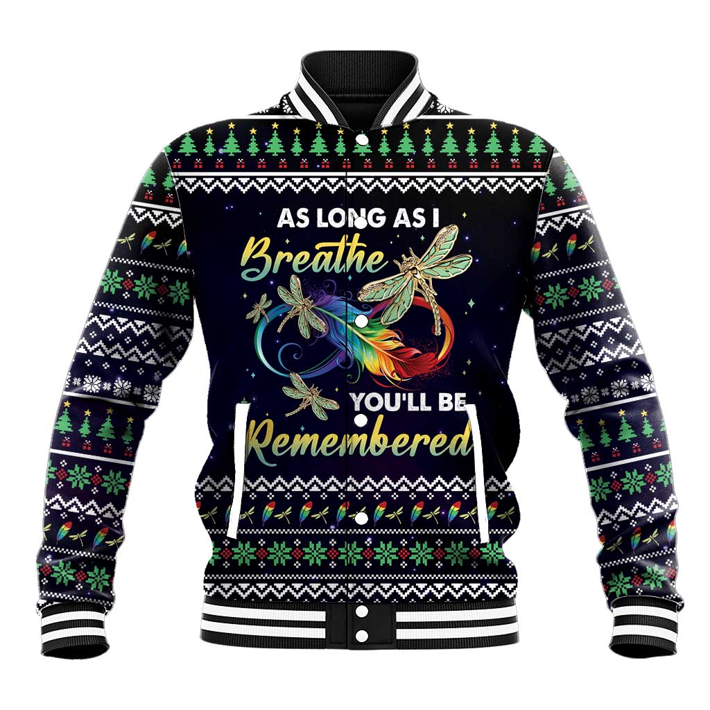 Dragonfly Angel Baseball Jacket As Long As I Breathe You'll Be Remembered - Wonder Print Shop