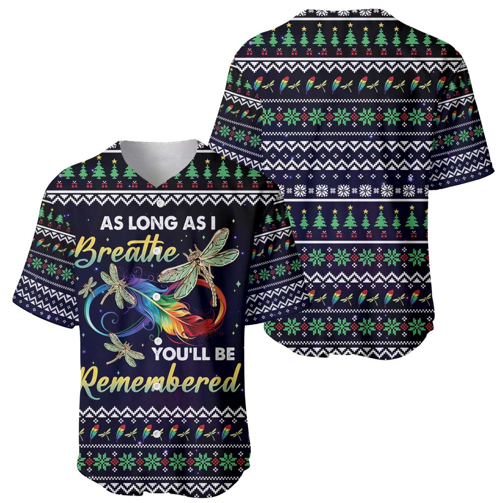Dragonfly Angel Baseball Jersey As Long As I Breathe You'll Be Remembered - Wonder Print Shop