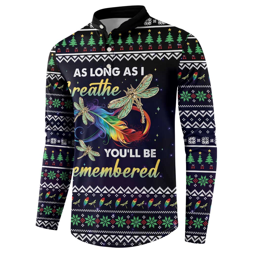 Dragonfly Angel Button Sweatshirt As Long As I Breathe You'll Be Remembered - Wonder Print Shop