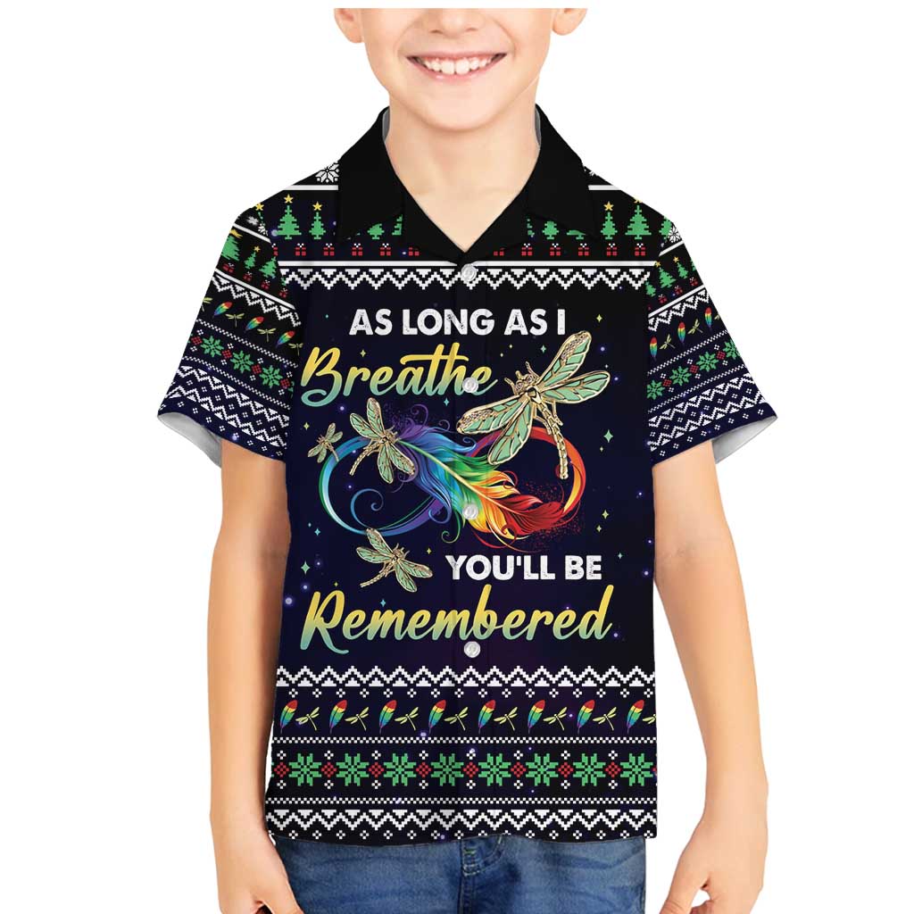 Dragonfly Angel Family Matching Mermaid Dress and Hawaiian Shirt As Long As I Breathe You'll Be Remembered - Wonder Print Shop