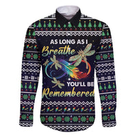 Dragonfly Angel Family Matching Off The Shoulder Long Sleeve Dress and Hawaiian Shirt As Long As I Breathe You'll Be Remembered - Wonder Print Shop