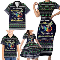 Dragonfly Angel Family Matching Short Sleeve Bodycon Dress and Hawaiian Shirt As Long As I Breathe You'll Be Remembered - Wonder Print Shop
