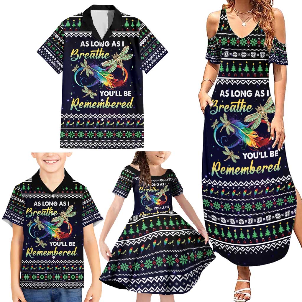 Dragonfly Angel Family Matching Summer Maxi Dress and Hawaiian Shirt As Long As I Breathe You'll Be Remembered - Wonder Print Shop
