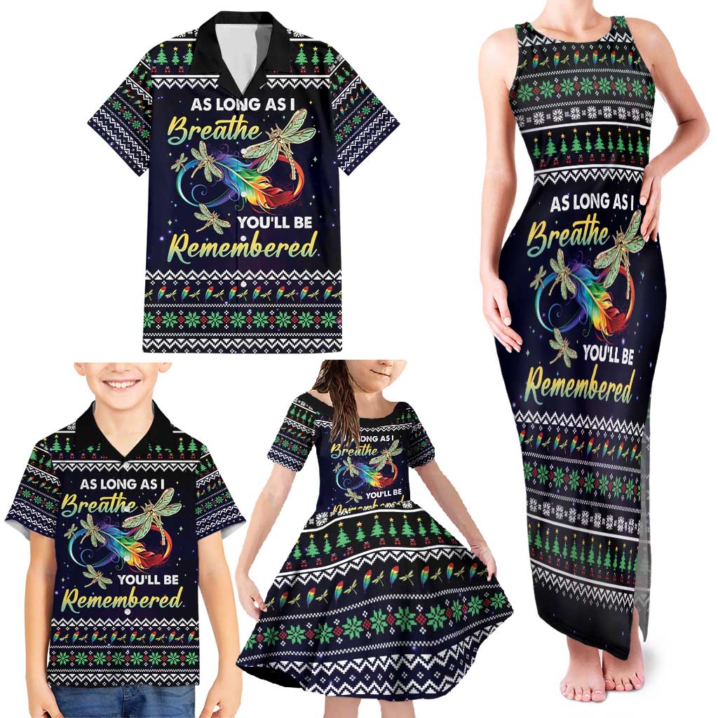 Dragonfly Angel Family Matching Tank Maxi Dress and Hawaiian Shirt As Long As I Breathe You'll Be Remembered - Wonder Print Shop